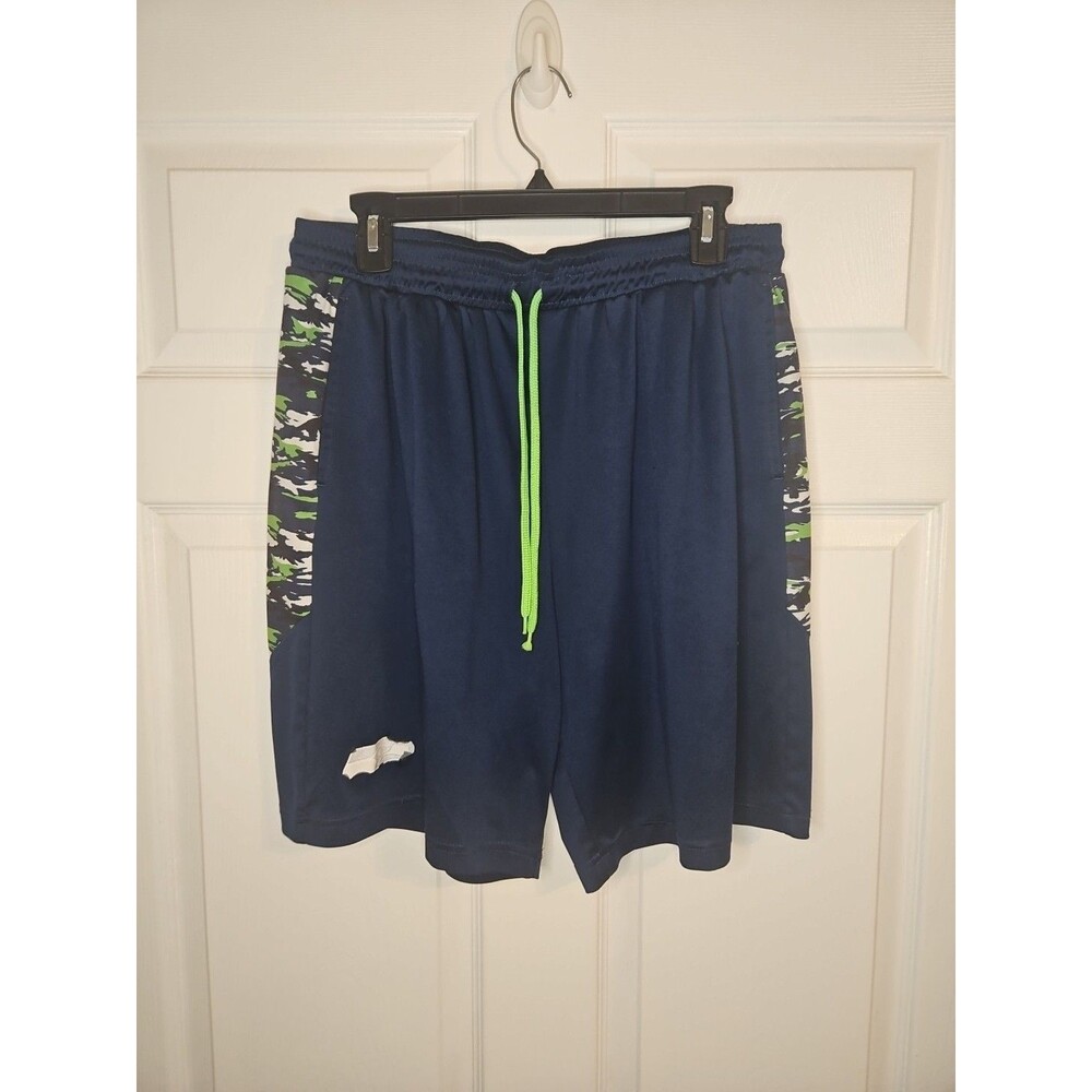 Seattle Seahawks Mens Size XL Athletic Shorts Blue Green Camo Drawstring Pockets